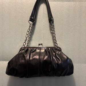 Candie's Black Leather Shoulder Bag with Chain Straps